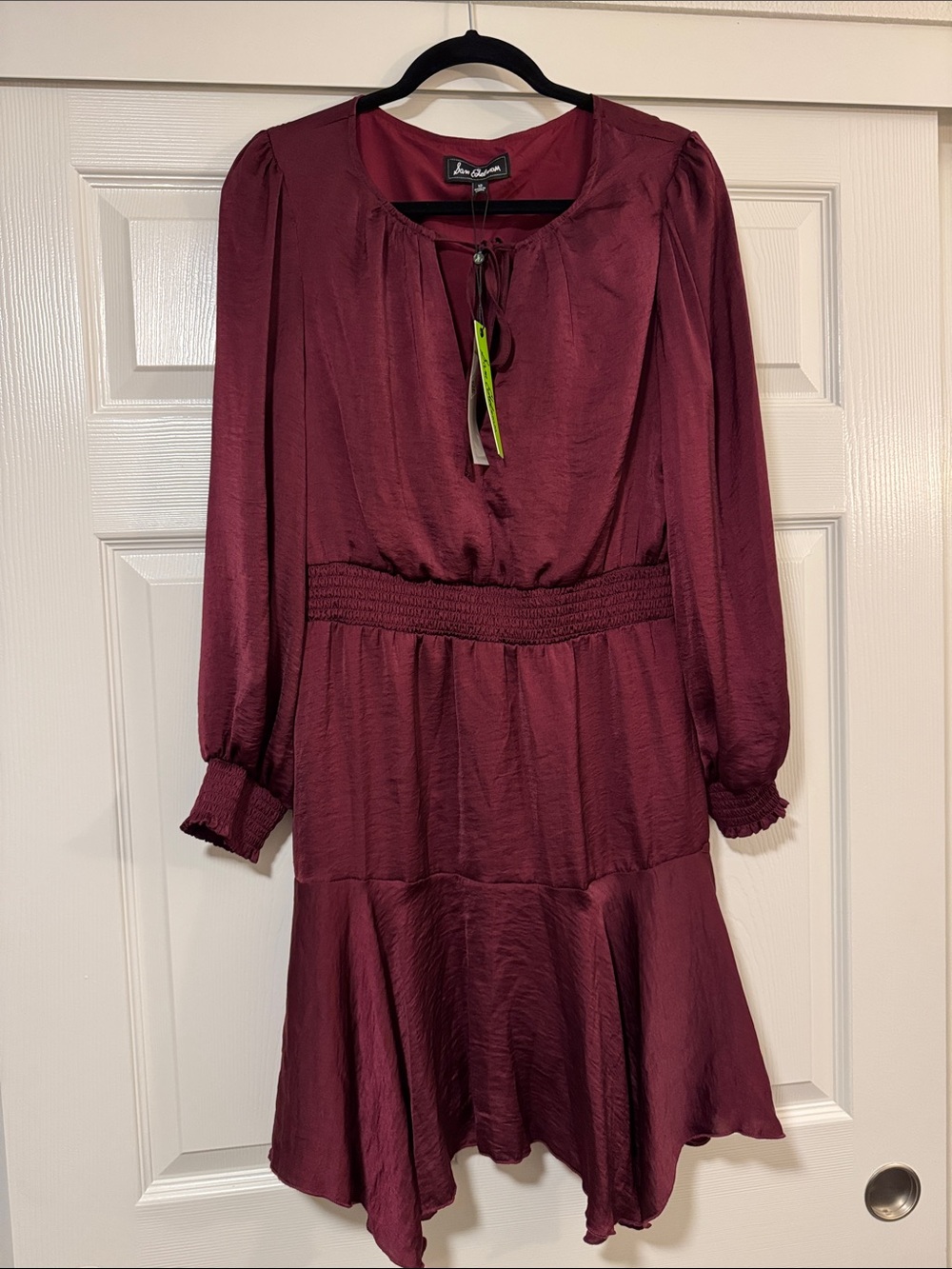Sam Edelman Cuffed Long-Sleeve Smocked Waist Dress
